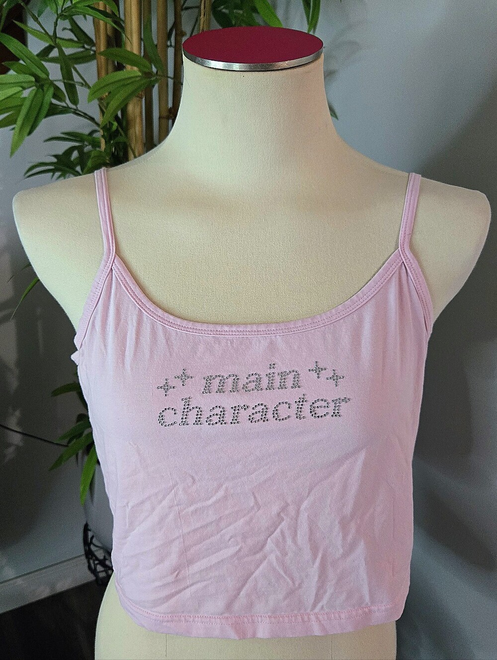 Sugarbones Main Character Rhinestone Tank Size L with adjustable Heart Details